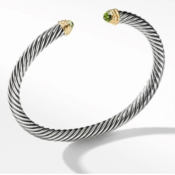 David Yurman Jewelry - David Yurman Cable Classics Bracelet Sterling Silver Peridot & 14K Yellow Gold